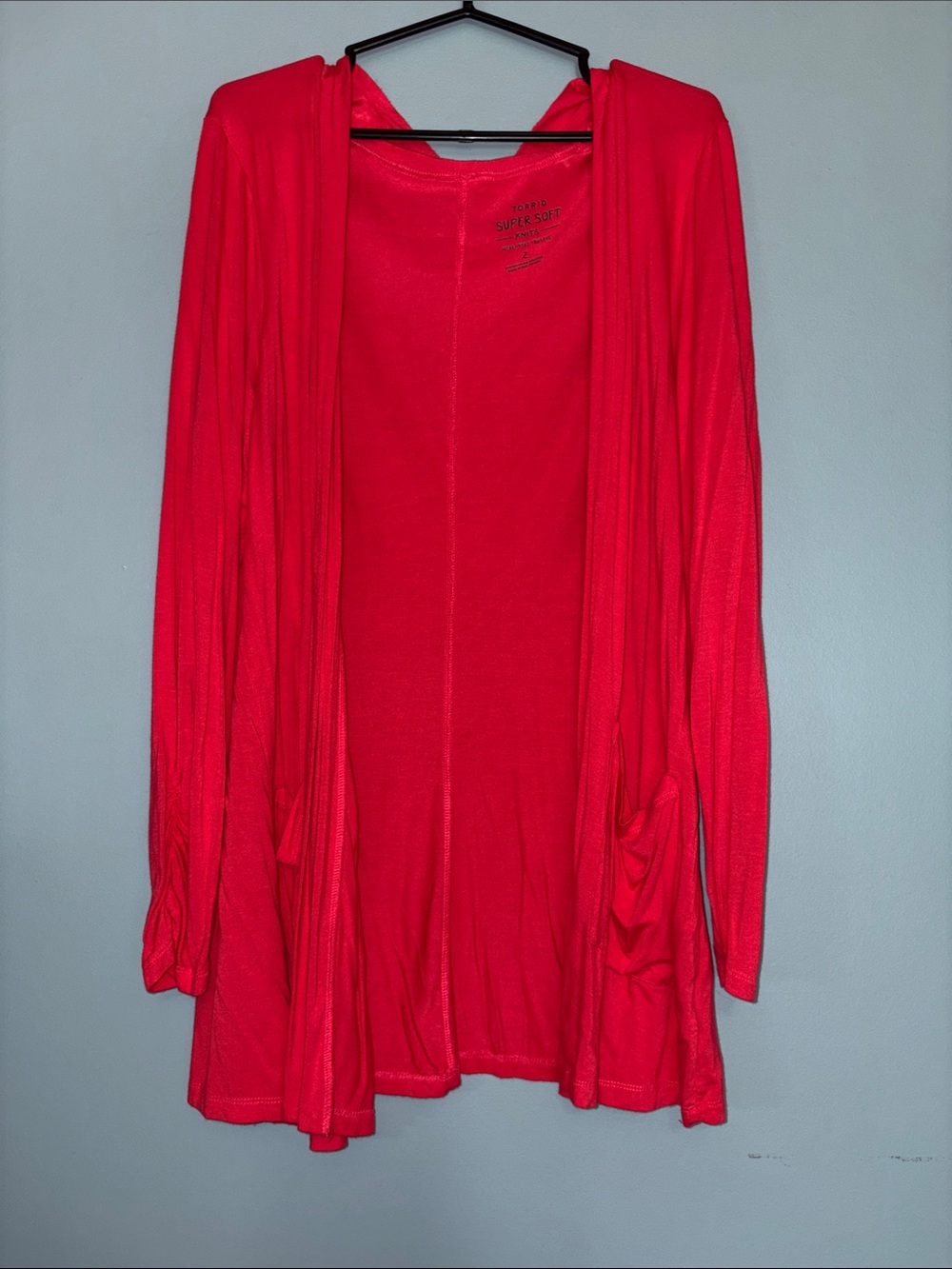 2XL TORRID Bright Coral Pink Open-Front Knit super soft cardigan - EUC- AS IS
